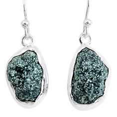 Clearance Sale- 15.02cts natural green seraphinite in quartz 925 silver dangle earrings p50392