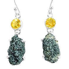 Clearance Sale- 19.29cts natural green seraphinite in quartz 925 silver dangle earrings p50394