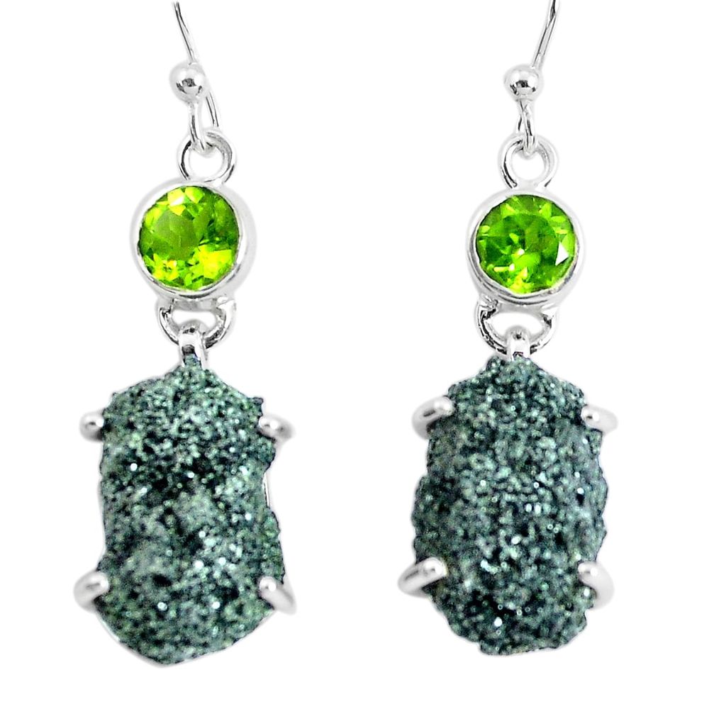  green seraphinite in quartz 925 silver dangle earrings p50398