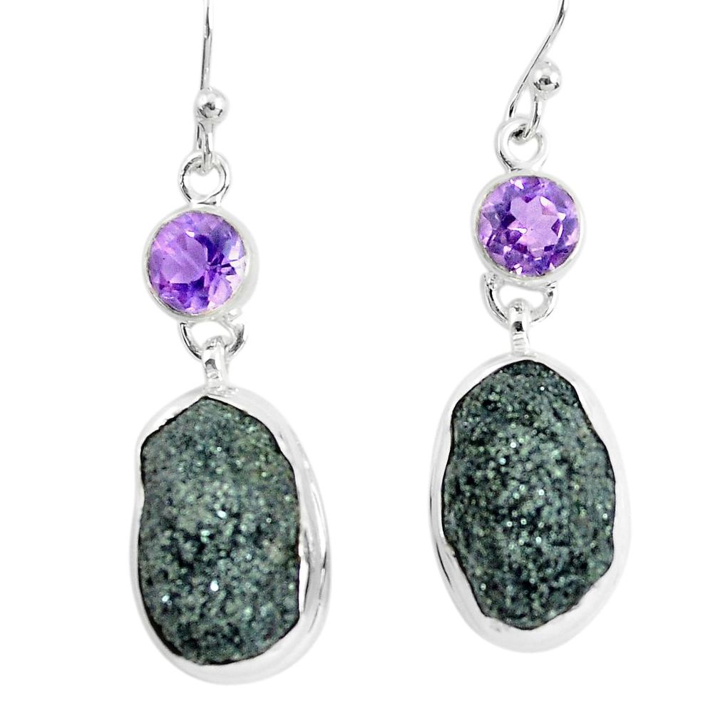  green seraphinite in quartz 925 silver dangle earrings p50400