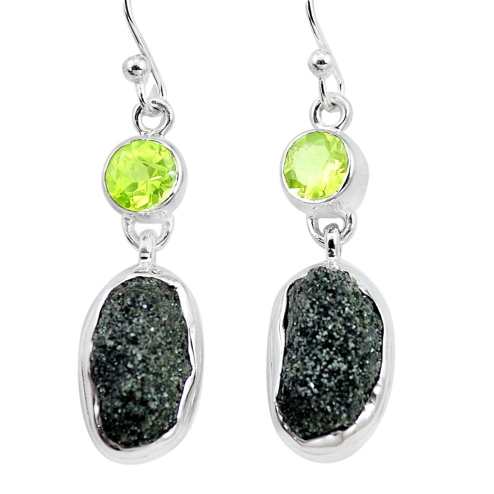  green seraphinite in quartz peridot 925 silver earrings p16728