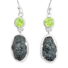 Clearance Sale- 18.47cts natural green seraphinite in quartz peridot 925 silver earrings p16737