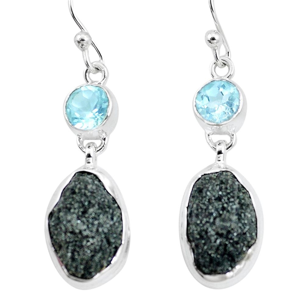  green seraphinite in quartz topaz 925 silver earrings p16726