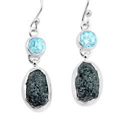 Clearance Sale- 15.44cts natural green seraphinite in quartz topaz 925 silver earrings p16731