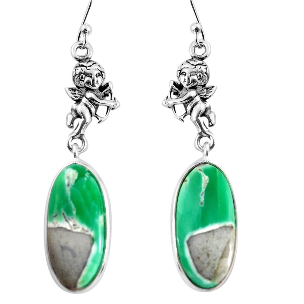  green variscite 925 silver cupid angel wings earrings p91823