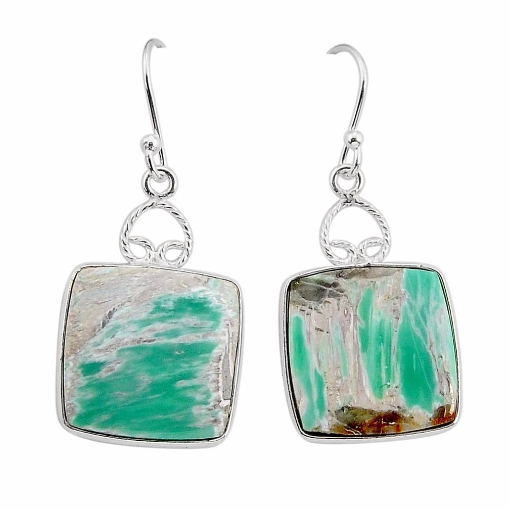 14.73cts natural green variscite 925 sterling silver dangle earrings y70301