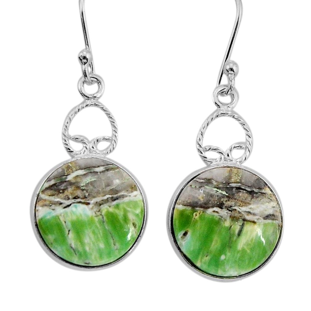10.11cts natural green variscite 925 sterling silver dangle earrings y72953