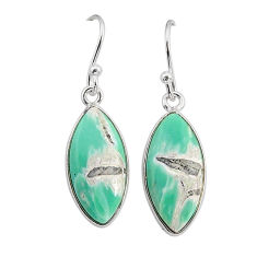 9.13cts natural green variscite marquise sterling silver dangle earrings y70388