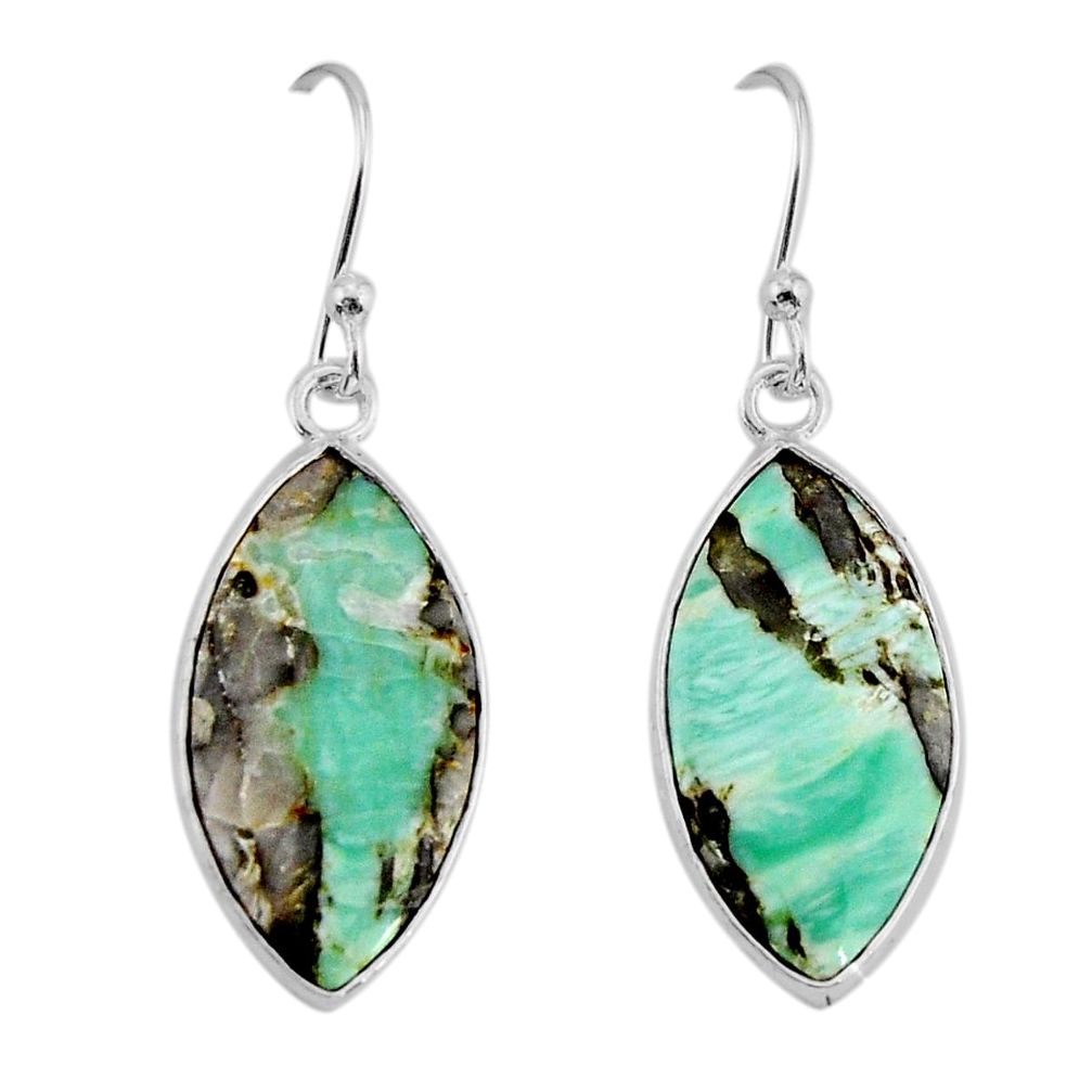 8.01cts natural green variscite marquise sterling silver dangle earrings y72944