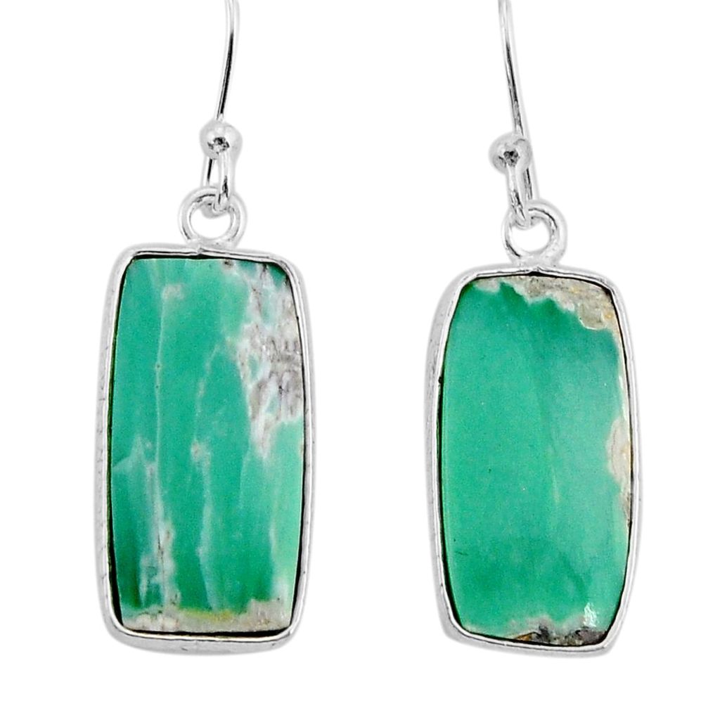 8.65cts natural green variscite octagan sterling silver dangle earrings y72956