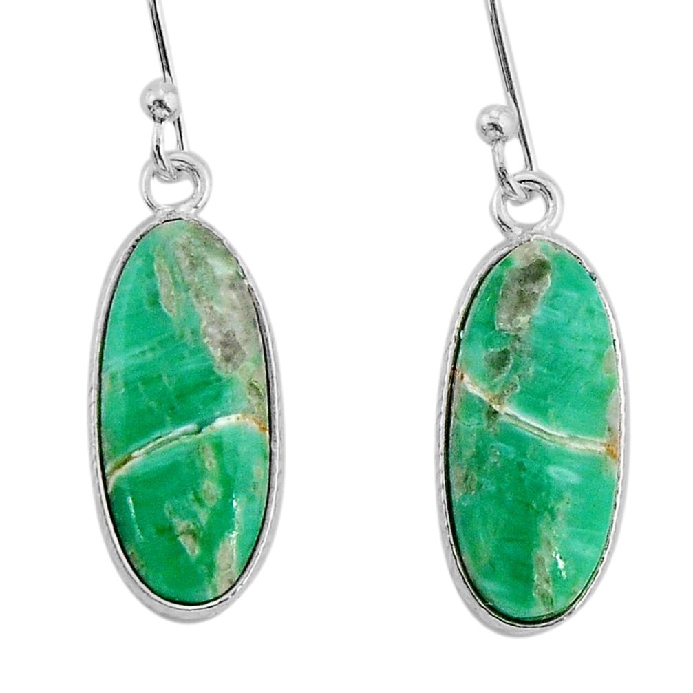 8.48cts natural green variscite oval 925 sterling silver dangle earrings y72924