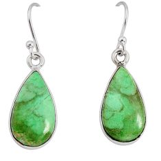 8.39cts natural green variscite pear 925 sterling silver dangle earrings y79981