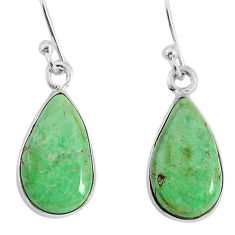 8.03cts natural green variscite pear 925 sterling silver dangle earrings y80014