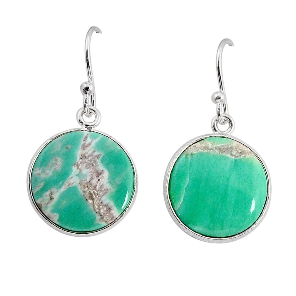 9.77cts natural green variscite round 925 sterling silver dangle earrings y70334