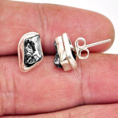 7.96cts natural grey meteorite gibeon 925 sterling silver stud earrings y91765