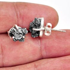 8.73cts natural grey meteorite gibeon 925 sterling silver stud earrings y91771