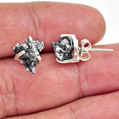 6.70cts natural grey meteorite gibeon 925 sterling silver stud earrings y91773