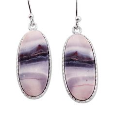14.06cts natural grey porcelain jasper (sci fi) silver dangle earrings n54893