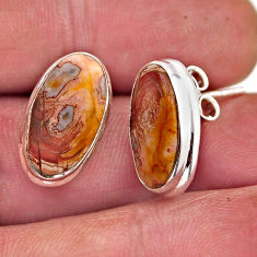 8.53cts natural grey sonoran dendritic rhyolite 925 silver stud earrings n9453