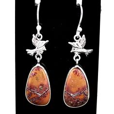 9.29cts natural grey sonoran dendritic rhyolite silver birds earrings t60775