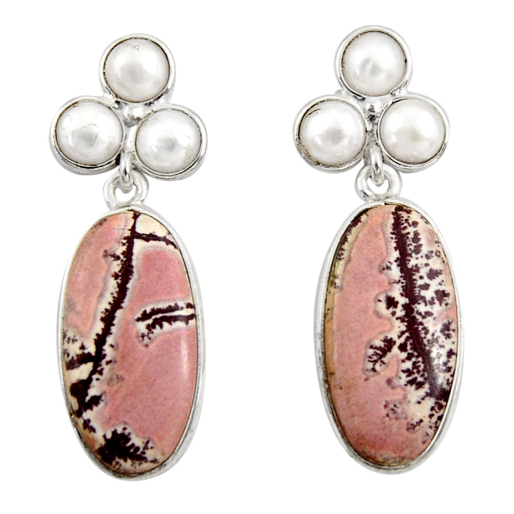  grey sonoran dendritic rhyolite silver dangle earrings d39639