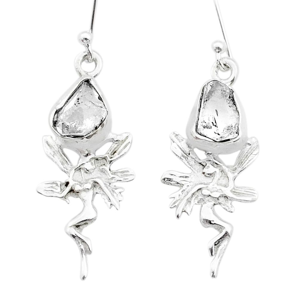 5.74cts natural herkimer diamond 925 silver angel wings fairy earrings u60993