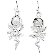 5.74cts natural herkimer diamond 925 silver angel wings fairy earrings u60997