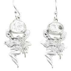 6.95cts natural herkimer diamond 925 silver angel wings fairy earrings u84645