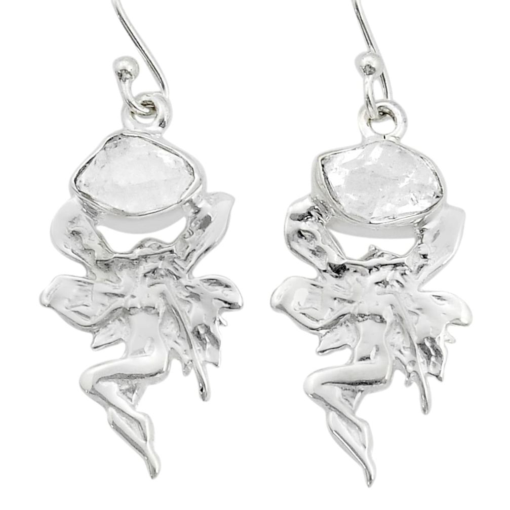 6.90cts natural herkimer diamond 925 silver angel wings fairy earrings u84669