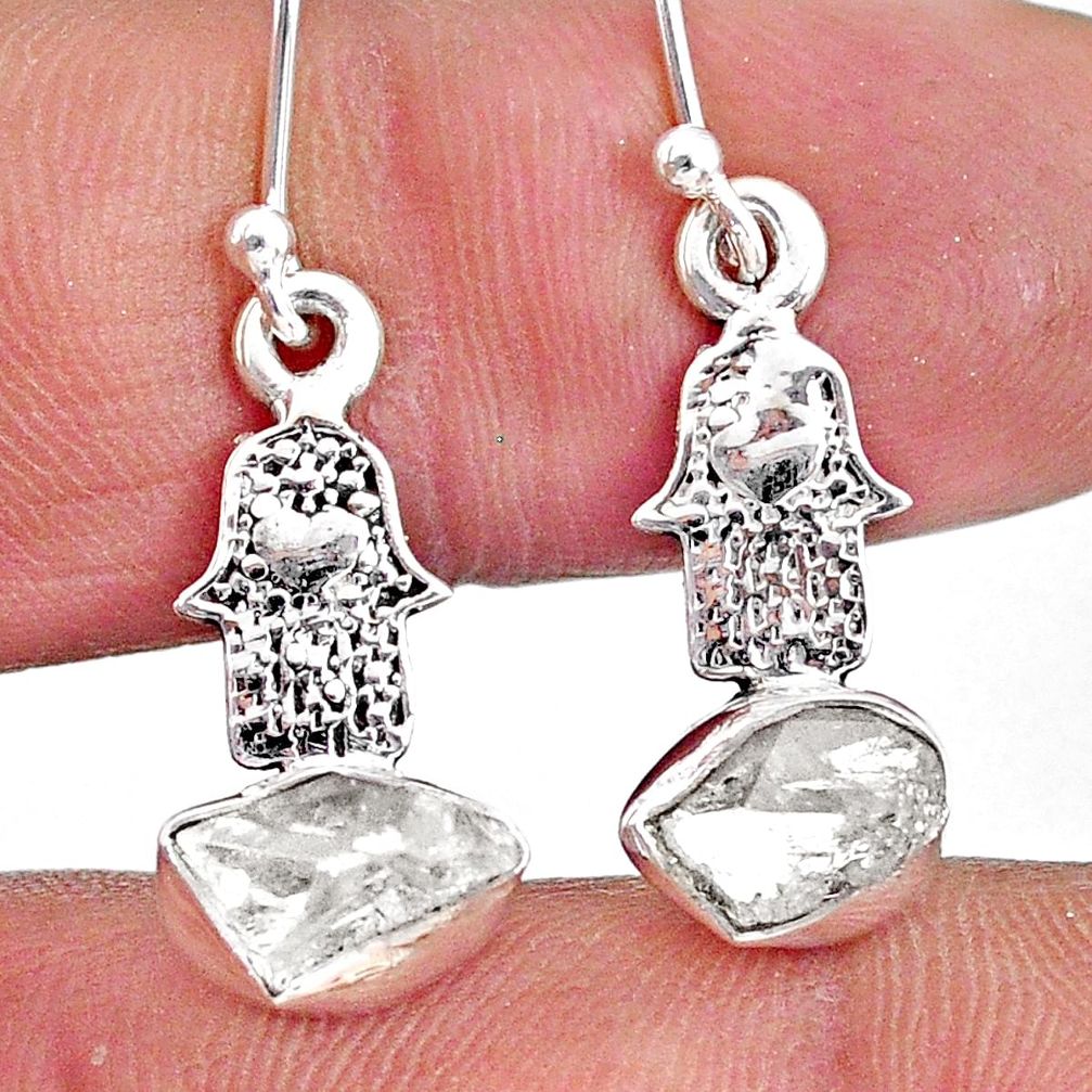 6.67cts natural herkimer diamond 925 silver hand of god hamsa earrings r61579