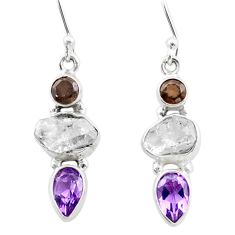 herkimer diamond amethyst smoky topaz silver earrings t72795