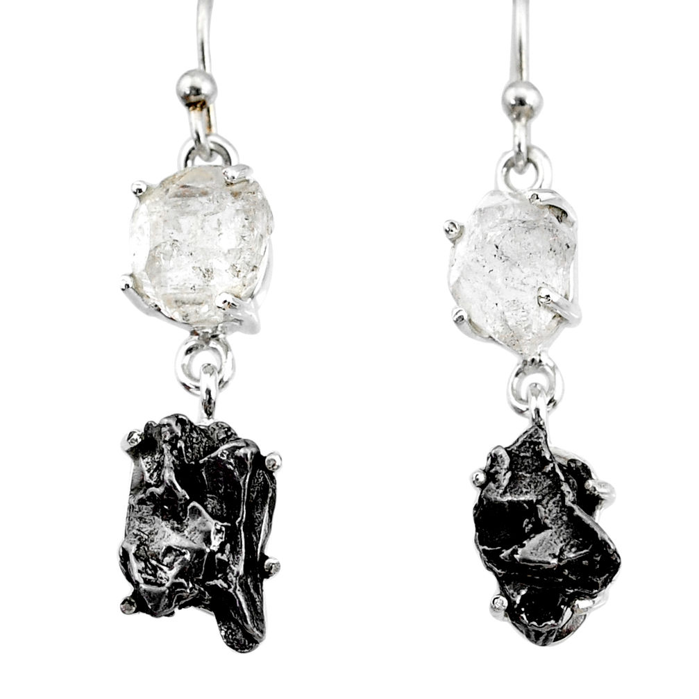 16.85cts natural herkimer diamond campo del cielo 925 silver earrings r73635