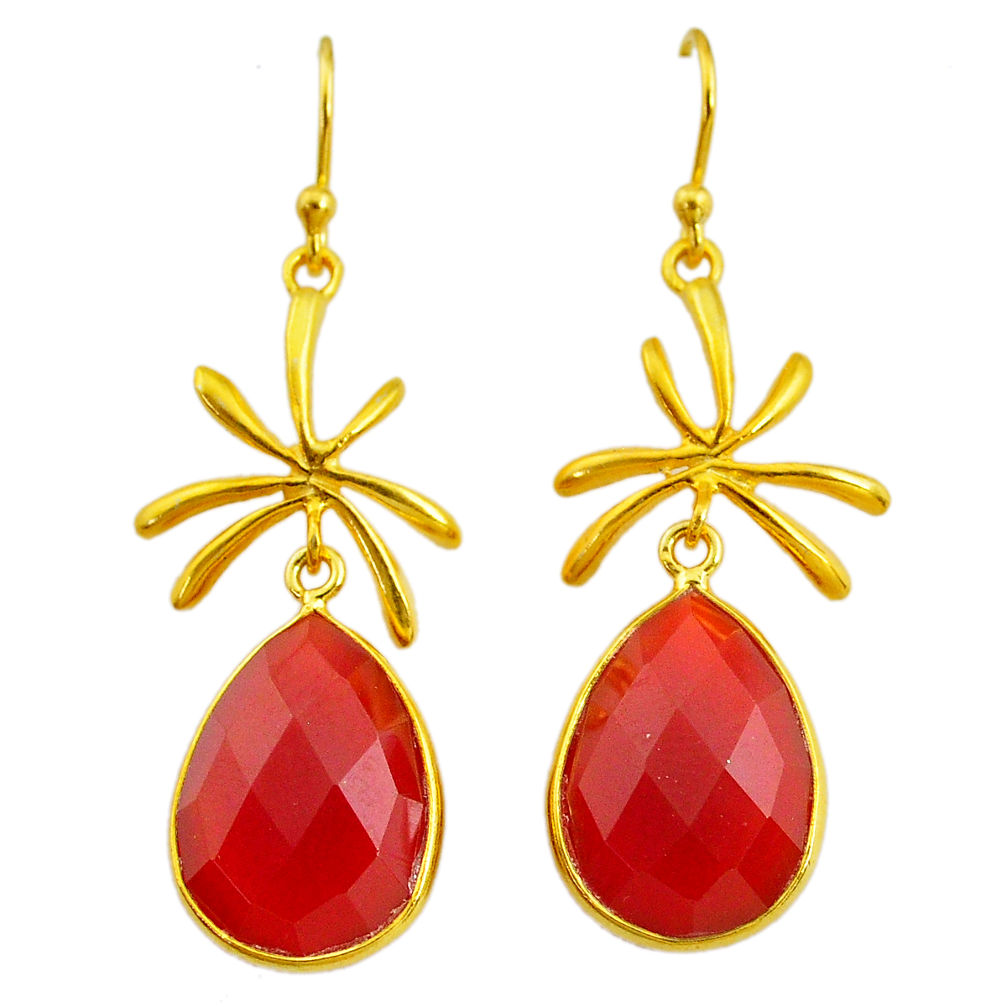  honey onyx 14k gold handmade dangle earrings t11477