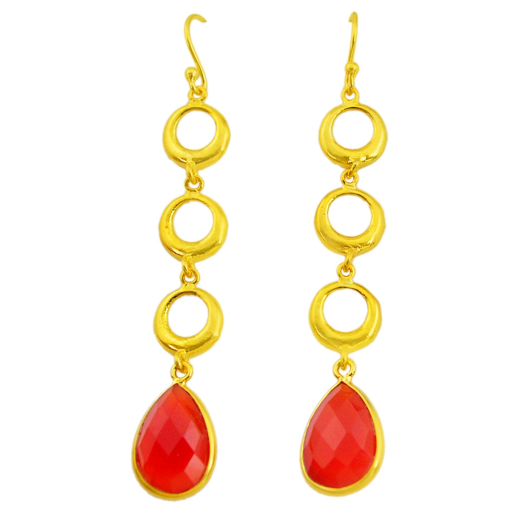  honey onyx 14k gold handmade dangle earrings t11482