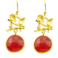 Clearance Sale-  honey onyx topaz 925 silver 14k gold dangle earrings r32910