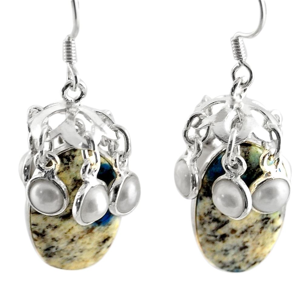  k2 blue (azurite in quartz) 925 silver dangle earrings d45759