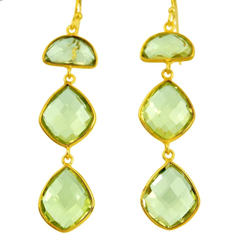 20.33cts natural lemon topaz 925 sterling silver 14k gold dangle earrings d40371