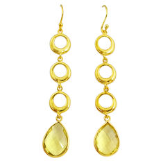 11.09cts natural lemon topaz 14k gold handmade dangle earrings t14726