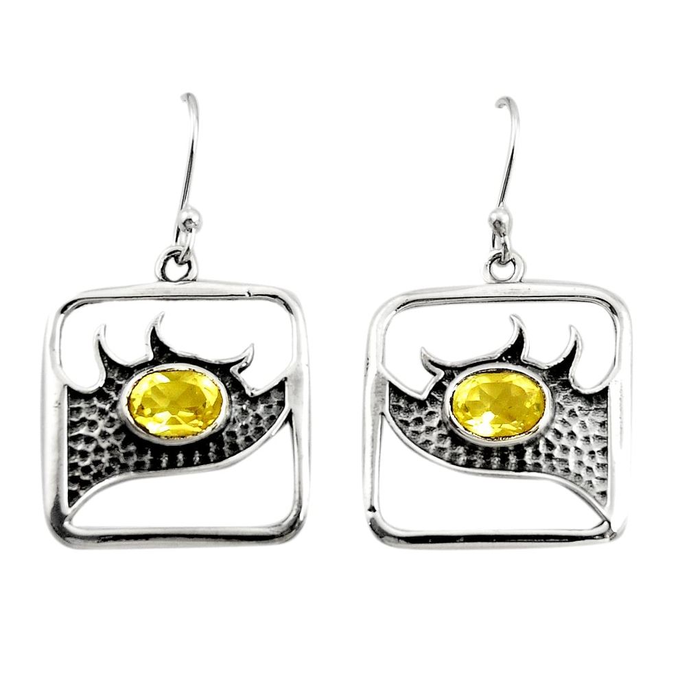 3.02cts natural lemon topaz 925 sterling silver dangle earrings jewelry r27007