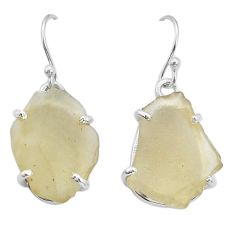 Clearance Sale- 13.15cts natural libyan desert glass (gold tektite) 925 silver earrings u79909