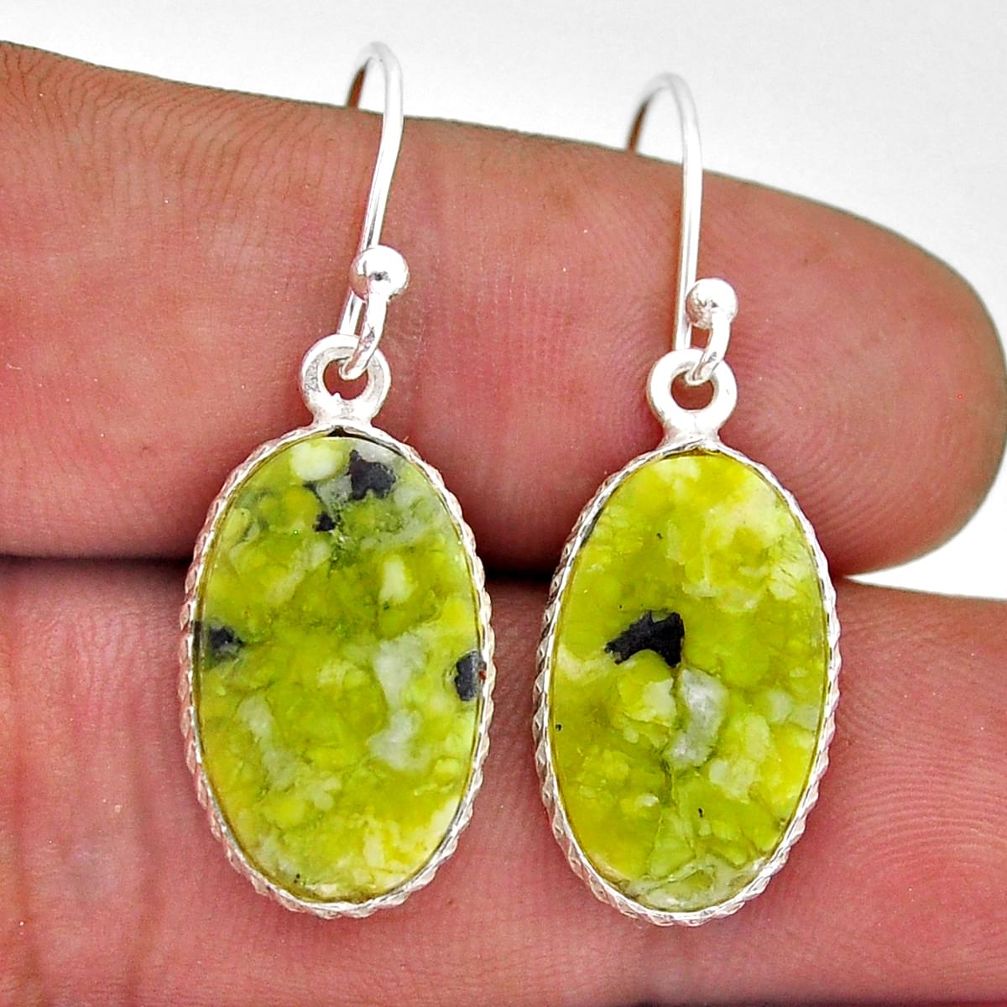 10.41cts natural lizardite (meditation stone) 925 silver dangle earrings n53637