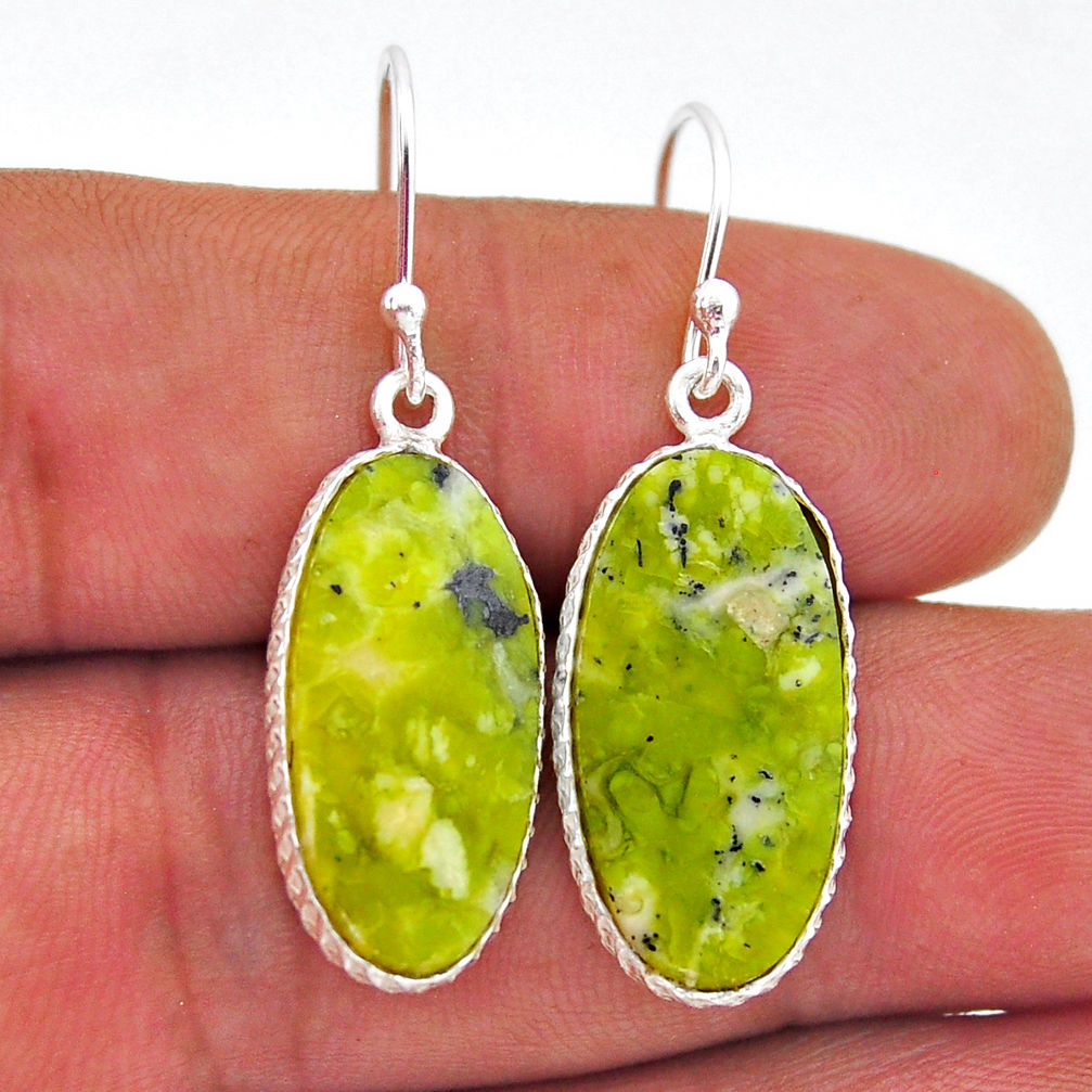 11.37cts natural lizardite (meditation stone) 925 silver dangle earrings n53651