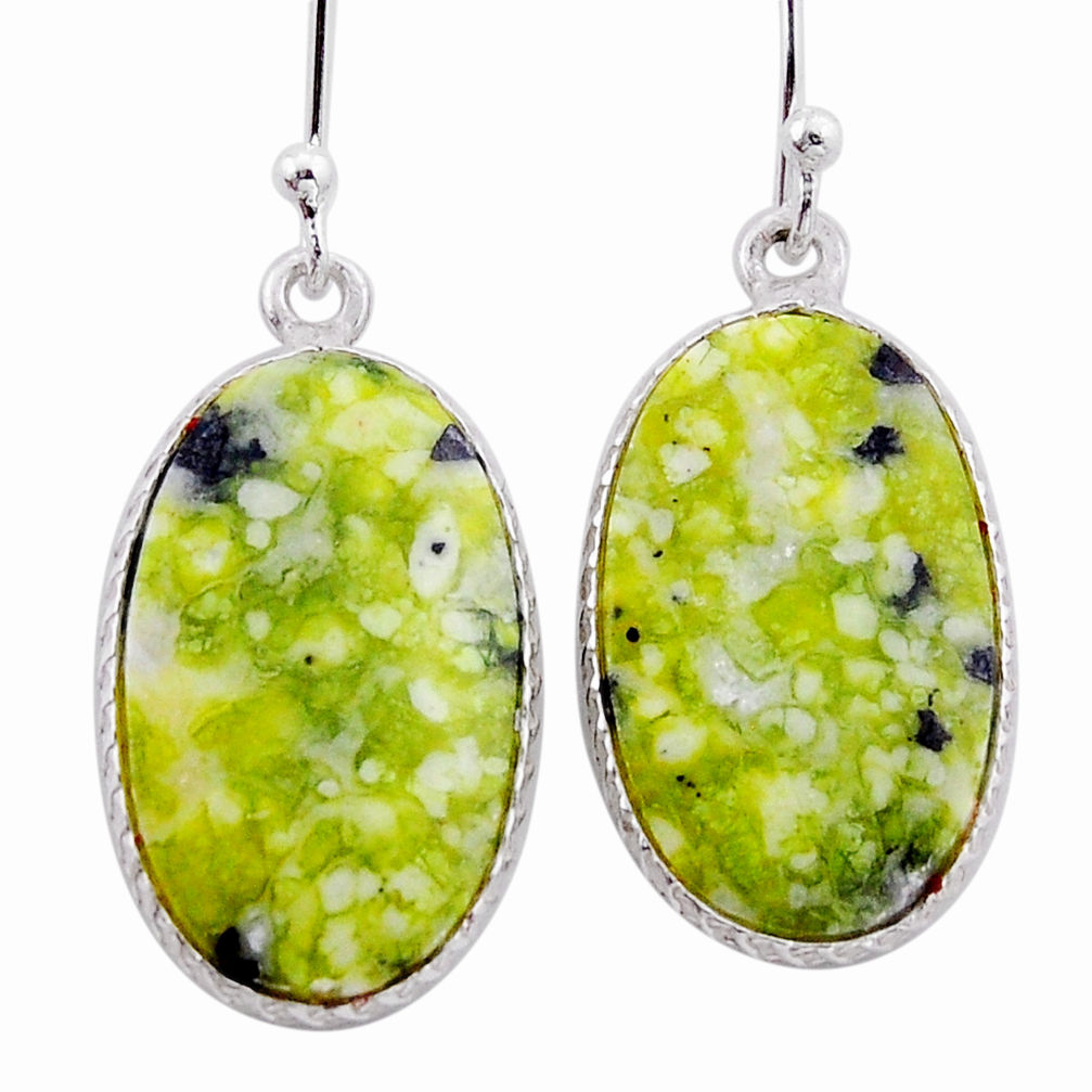 15.60cts natural lizardite (meditation stone) 925 silver dangle earrings n54882