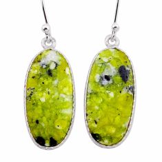 14.17cts natural lizardite (meditation stone) 925 silver dangle earrings n54898