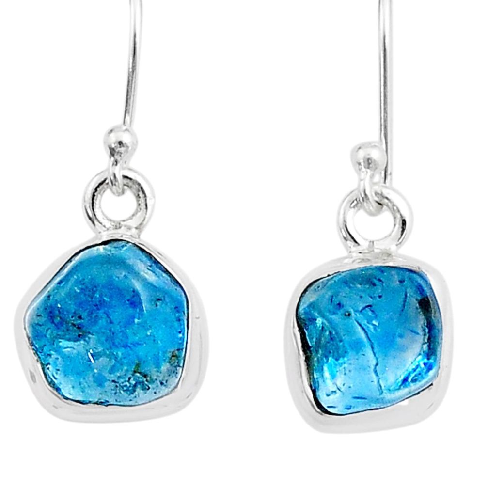 7.74cts natural london blue topaz rough 925 sterling silver earrings u30470