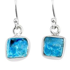 6.78cts natural london blue topaz rough 925 sterling silver earrings u30471