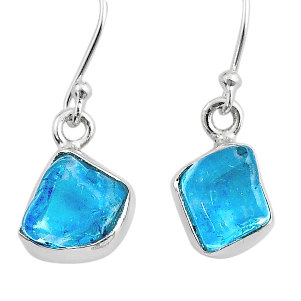 7.85cts natural london blue topaz rough 925 sterling silver earrings u30472