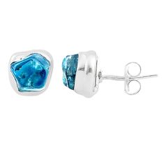 6.27cts natural london blue topaz rough 925 sterling silver earrings u30474