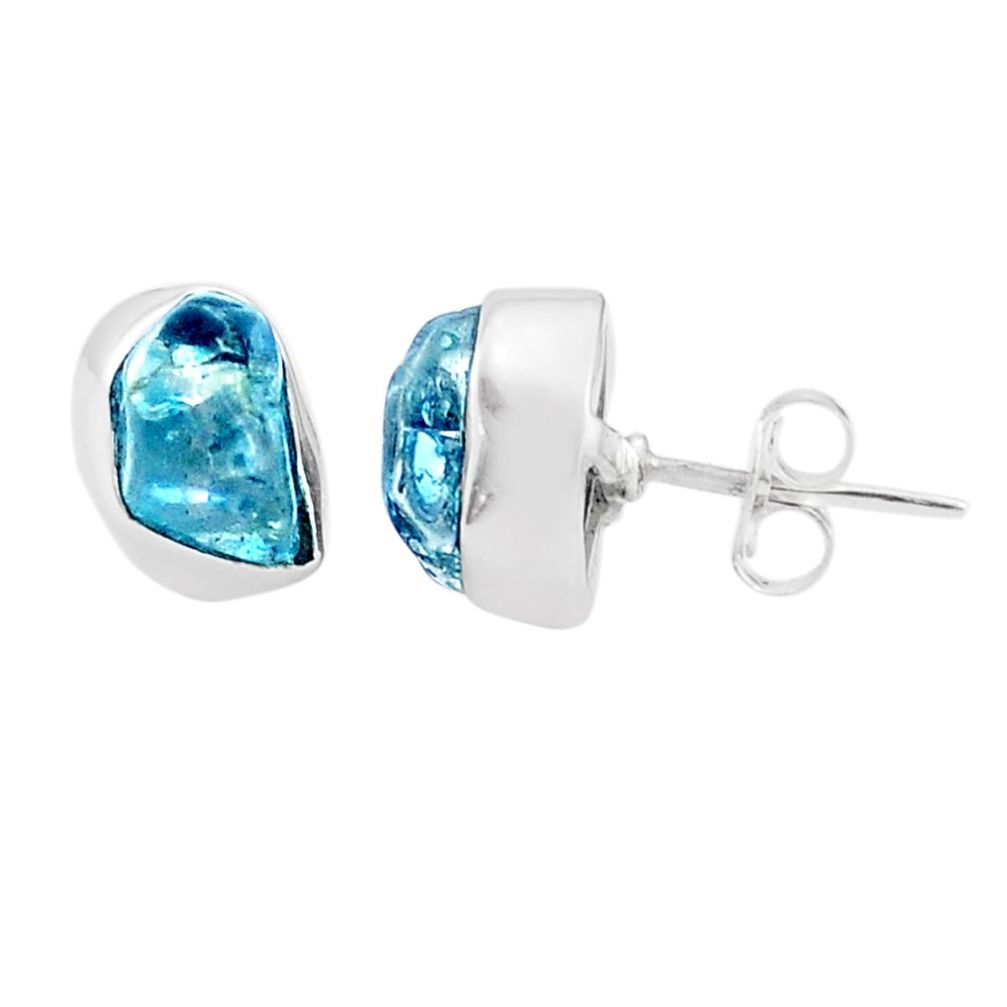 7.36cts natural london blue topaz rough 925 sterling silver earrings u30475