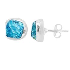 7.36cts natural london blue topaz rough 925 sterling silver earrings u30476